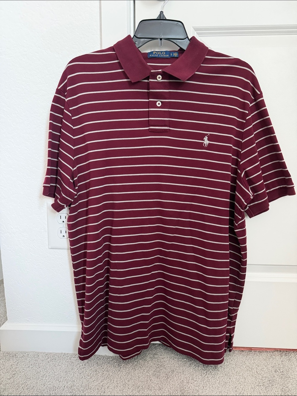 Ralph Lauren Maroon Polo with White Stripes